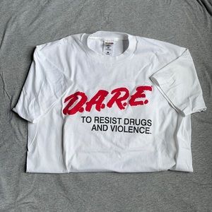 Vintage white DARE T-shirt - L